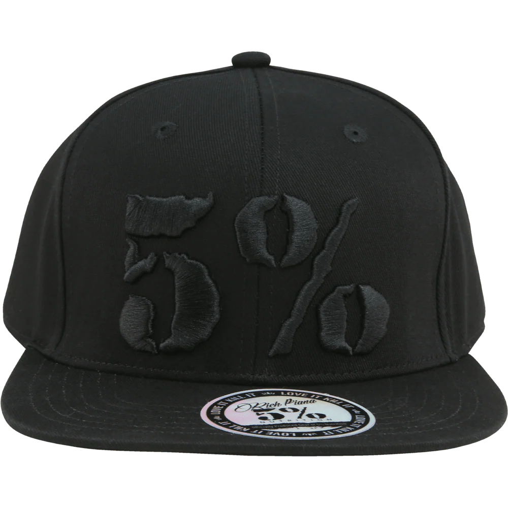 5% Flat Bill Hat, Black on Black - Image 3