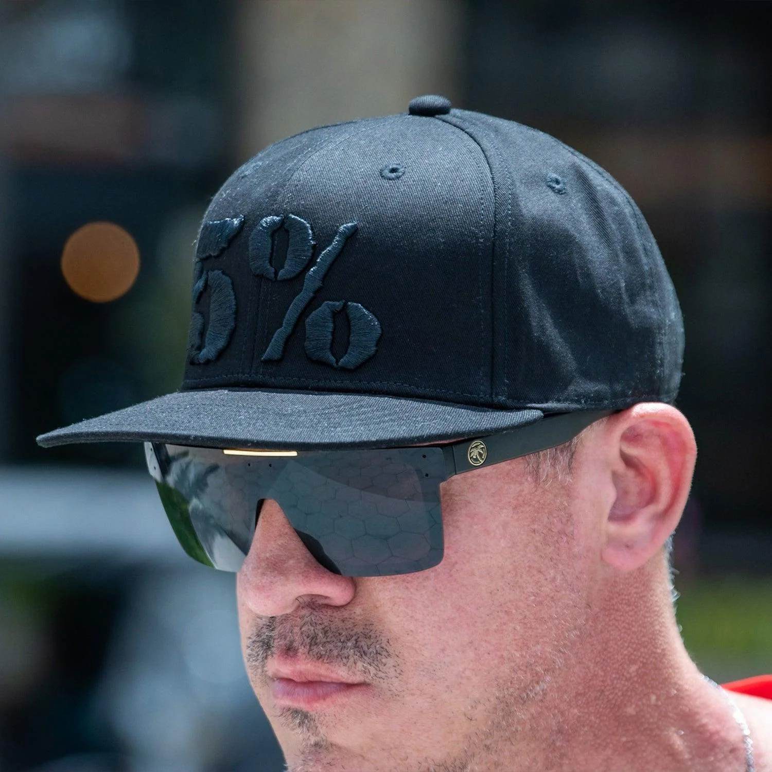 5% Flat Bill Hat, Black on Black - Image 5