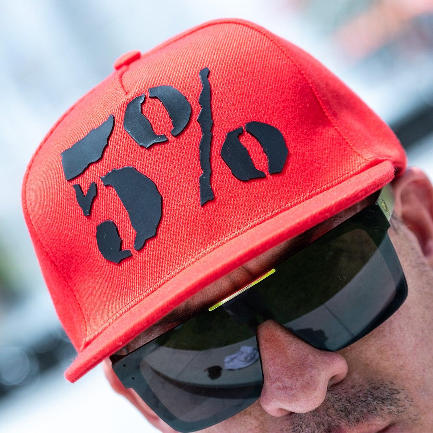 5% Rubber Logo, Black on Red Hat - Image 10