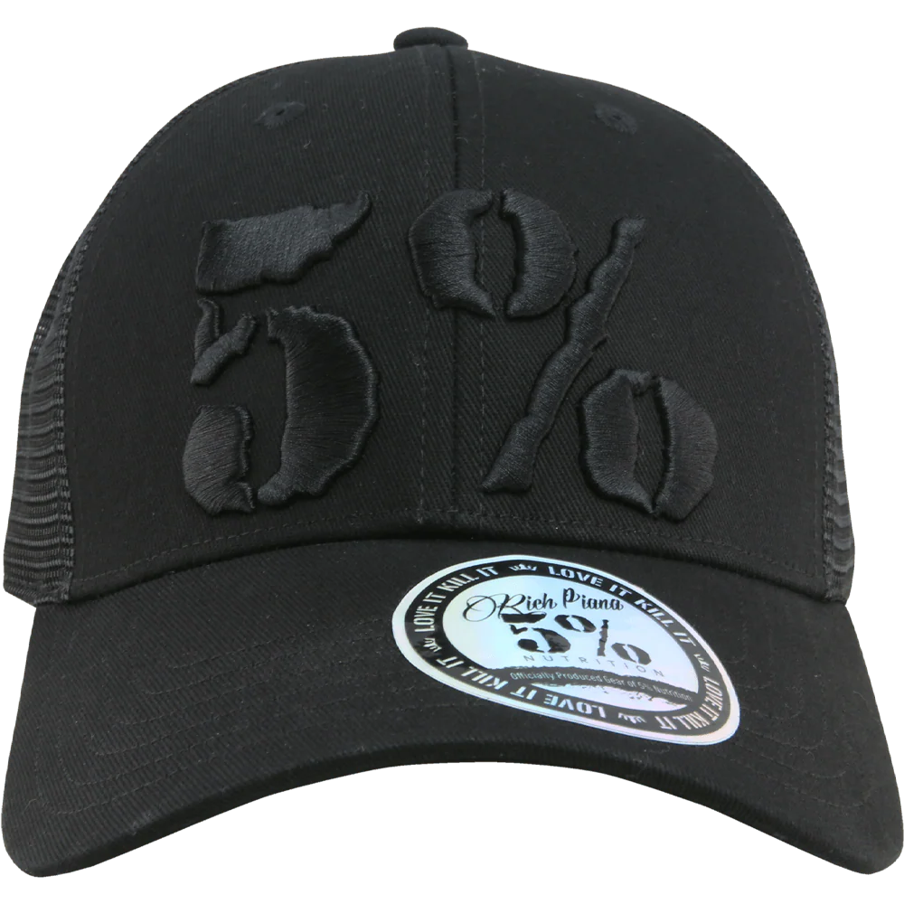5% Trucker Hat, Black on Black - Image 3