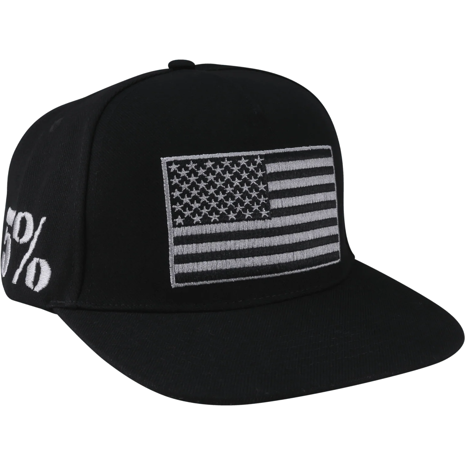 American Flag, Grey on Black Hat