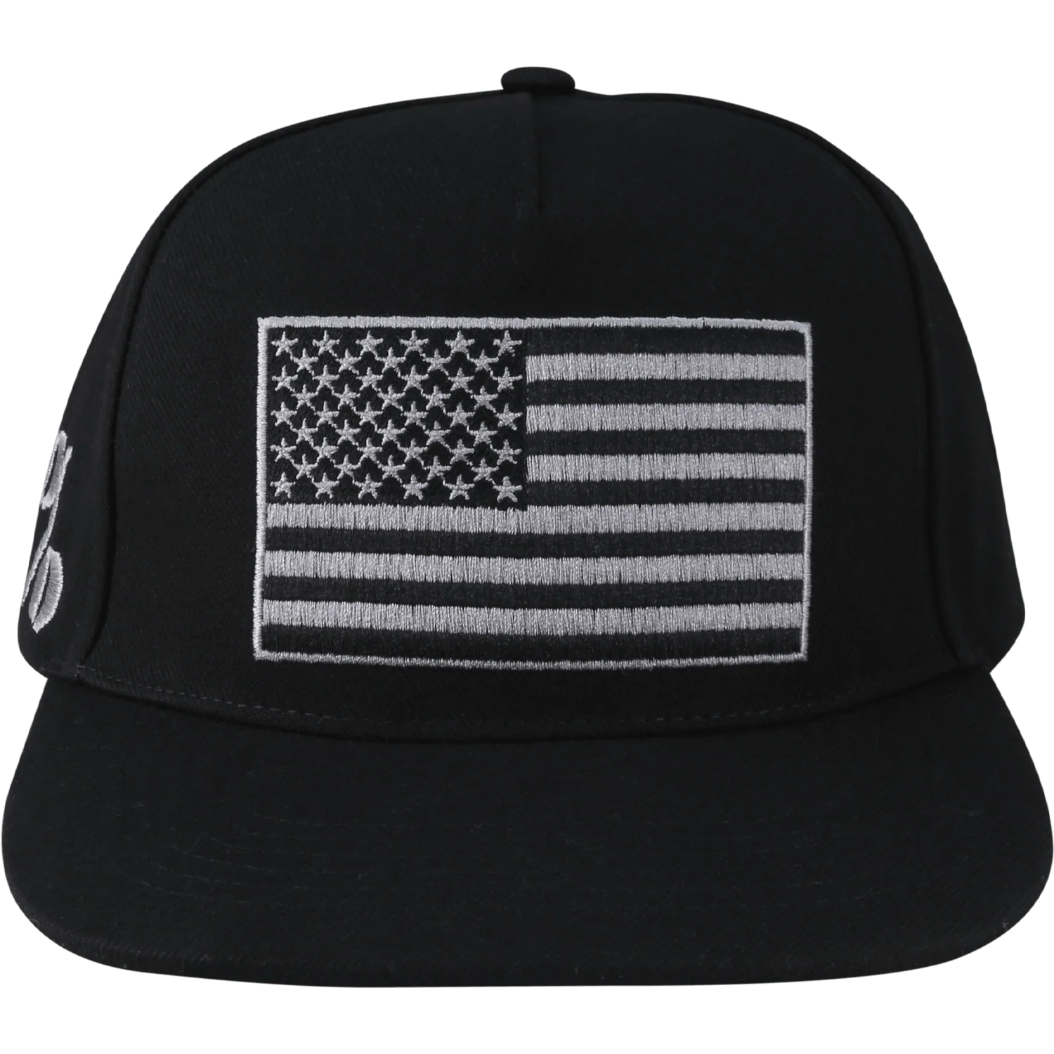 American Flag, Grey on Black Hat - Image 4