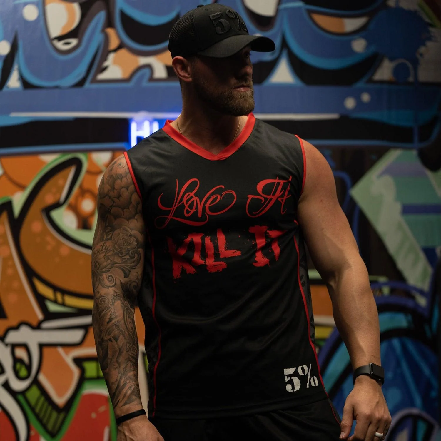 Love It Kill It, Black & Red Basketball Jersey - Image 6